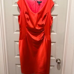 Lauren Ralph Lauren Vibrant Red Satin Midi Dress